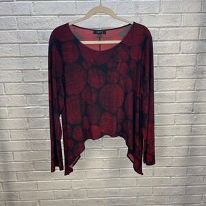 Comfy USA Jersey Abstract Dot Shark Bite Hem Top Womens XL Lagenlook Artsy